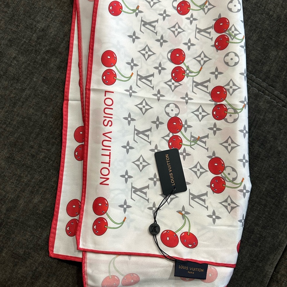 Louis Vuitton Red and White Cherry Scarf - Picture 3 of 11